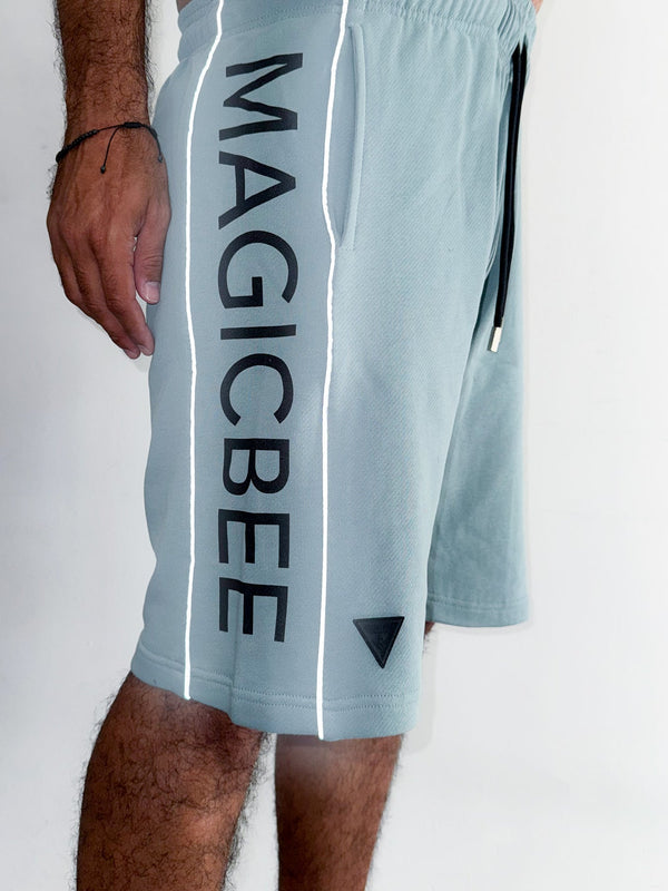 MAGICBEE REFLECTED LOGO TAPE SHORTS - LIGHT BLUE (SPECIAL EDITION)