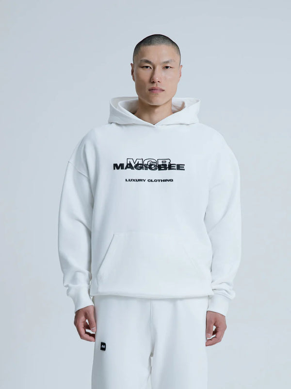 MagicBee 3D Embroidered Logo Hoodie - Off White