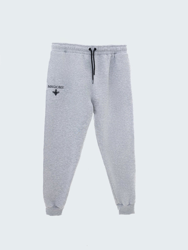 MAGICBEE EMBROIDERED LOGO PANTS - GREY