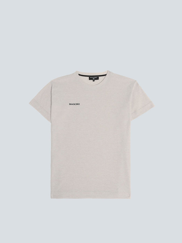 MAGICBEE WAFFLE EMBROIDERD LOGO TEE - BEIGE