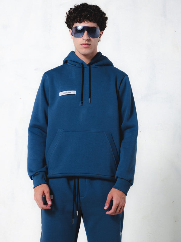 MAGICBEE GROSGRAIN LOGO HOODIE - PETROL