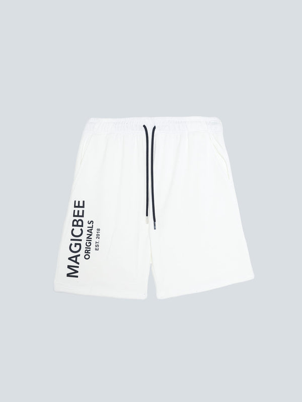 MAGICBEE ORIGINALS LOGO SHORTS - OFF WHITE