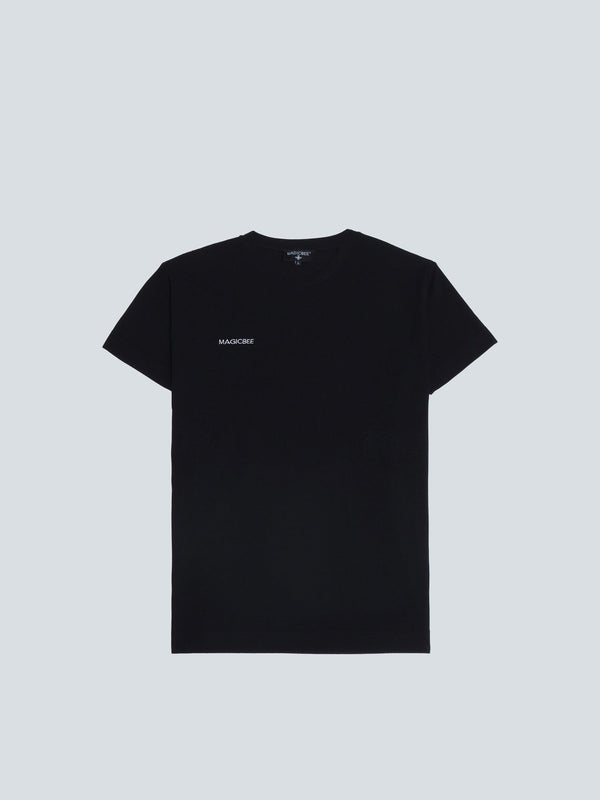 MAGICBEE WAFFLE EMBROIDERD LOGO TEE - BLACK