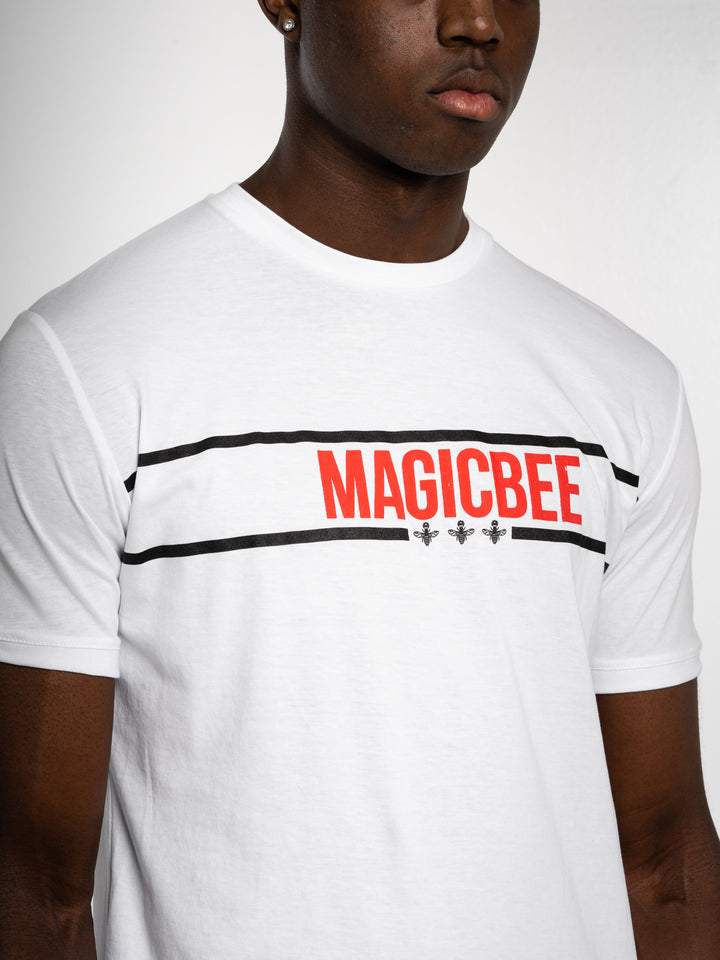 Ανδρικό T-Shirt MagicBee Red/Βlack Striped Logo Tee “MAGIC BEE” (7627620974850)