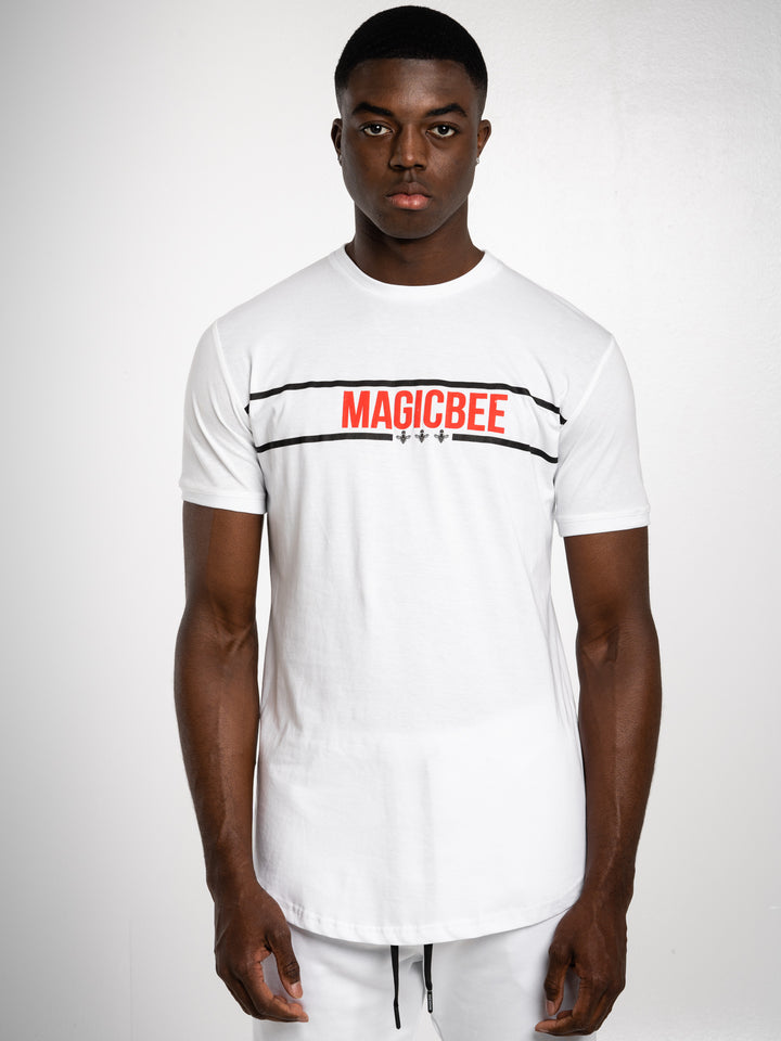 Ανδρικό T-Shirt MagicBee Red/Βlack Striped Logo Tee “MAGIC BEE” (7627620974850)