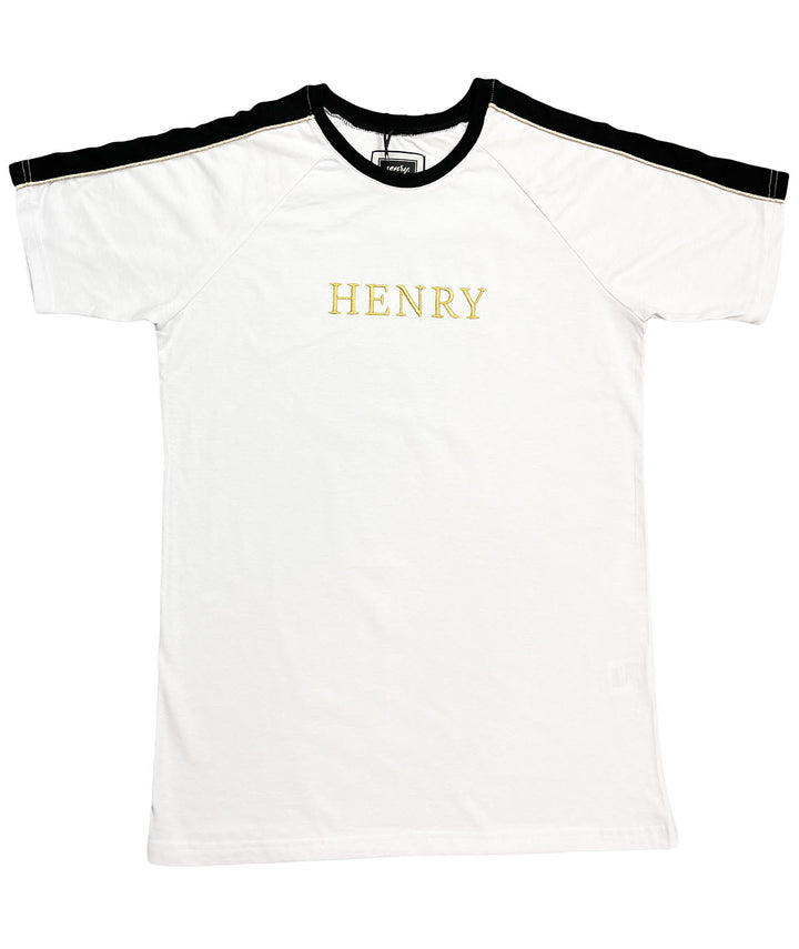 Ανδρικό t-shirt HENRY CLOTHING BLACK TEE DOUBLE GOLD STRIPE SLEEVE (6696115929252)