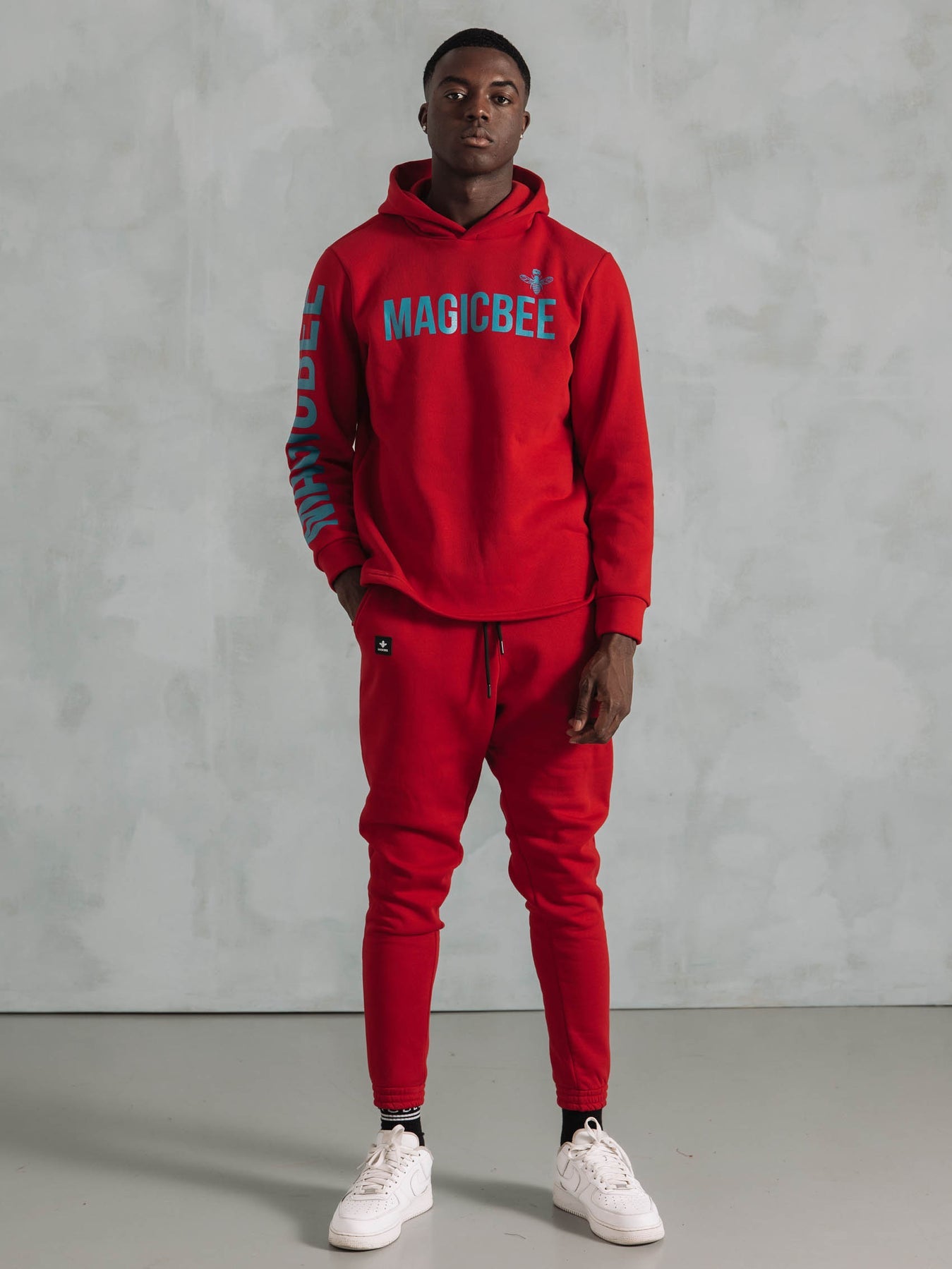 MAGICBEE DOUBLE LOGO HOODIE - RED (7818226893058)